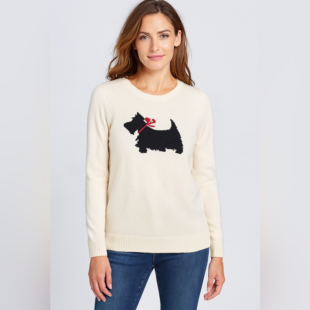 071. Cream Sweater with Black Dog Design